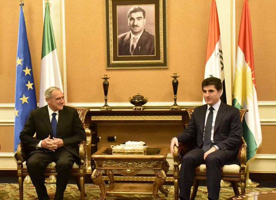The President of the Senate Piero Grasso arrives in Erbil