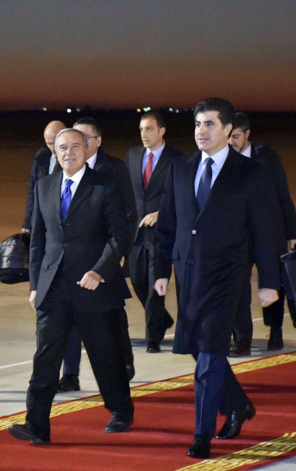 The President of the Senate of the Republic Piero Grasso arrives in Erbil