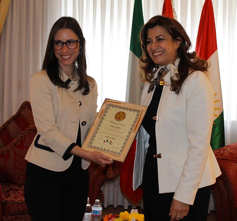 H.R. Rezan Kader received the Italian Consul General in Erbil, Alessandra Di Pippo