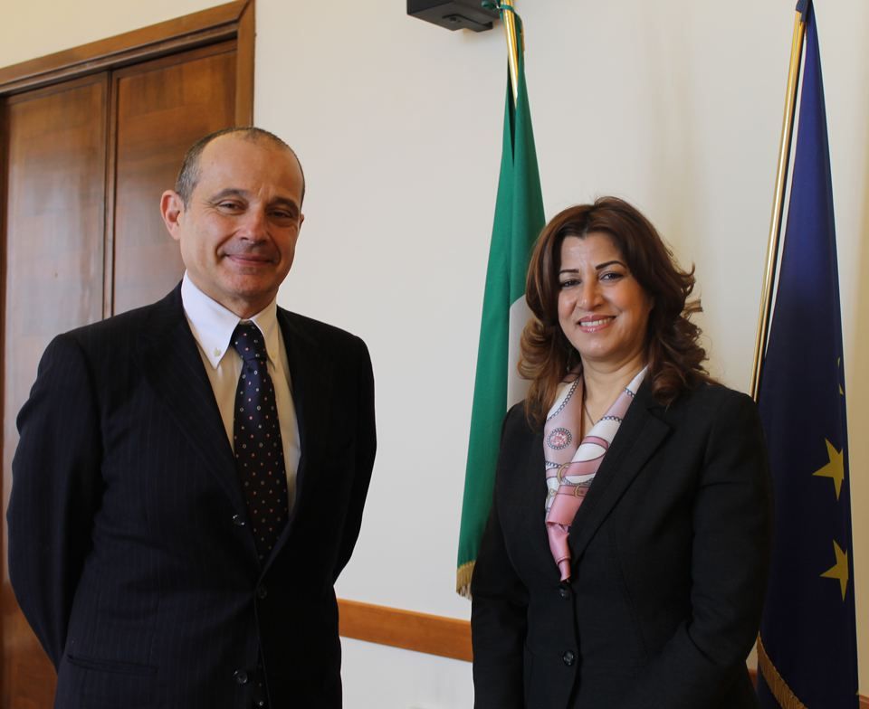 Mrs. Rezan Kader meets Min. Pl. Luigi Ferrari, Diplomatic Advisor to the Minister of Health.