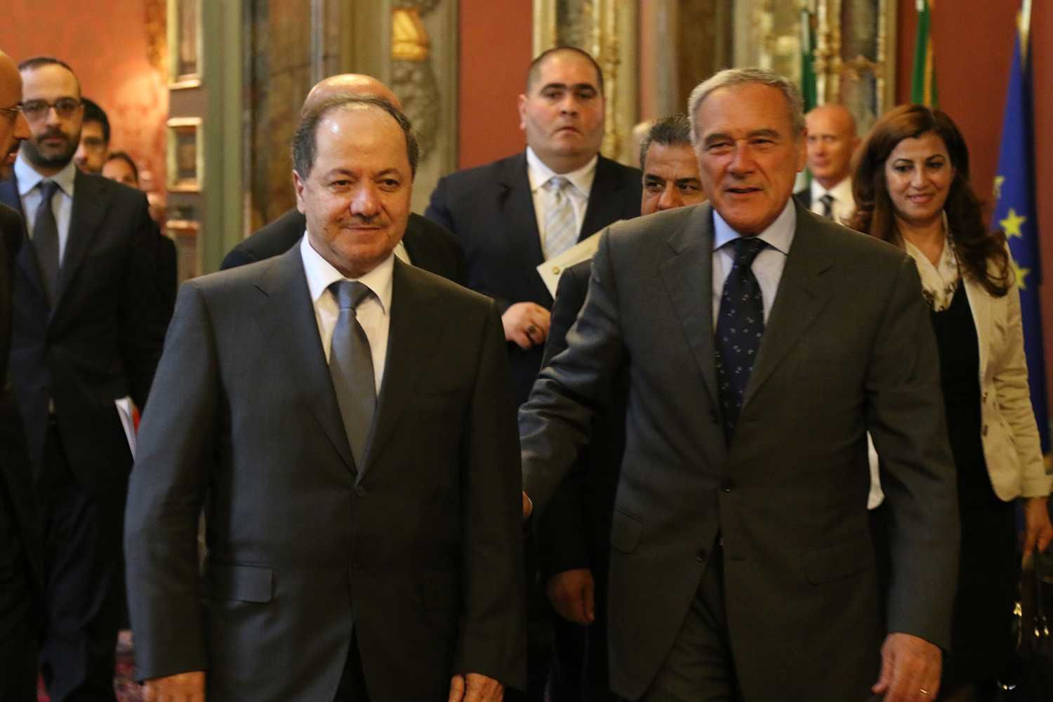 Official meeting between the President of the Senate of the Republic, HE Pietro Grasso, and the President of the Kurdistan Region, HE Masoud Barzani.