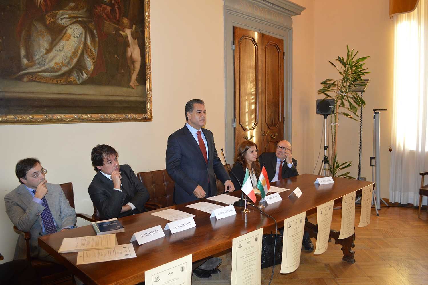Minister Falah Mustafa participates in the conference at the University of Perugia