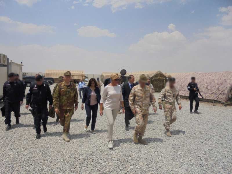 Mrs. Kader accompanies Min. Pinotti to visit the Italian contingent of the Task Force "Erbil" of KTCC.